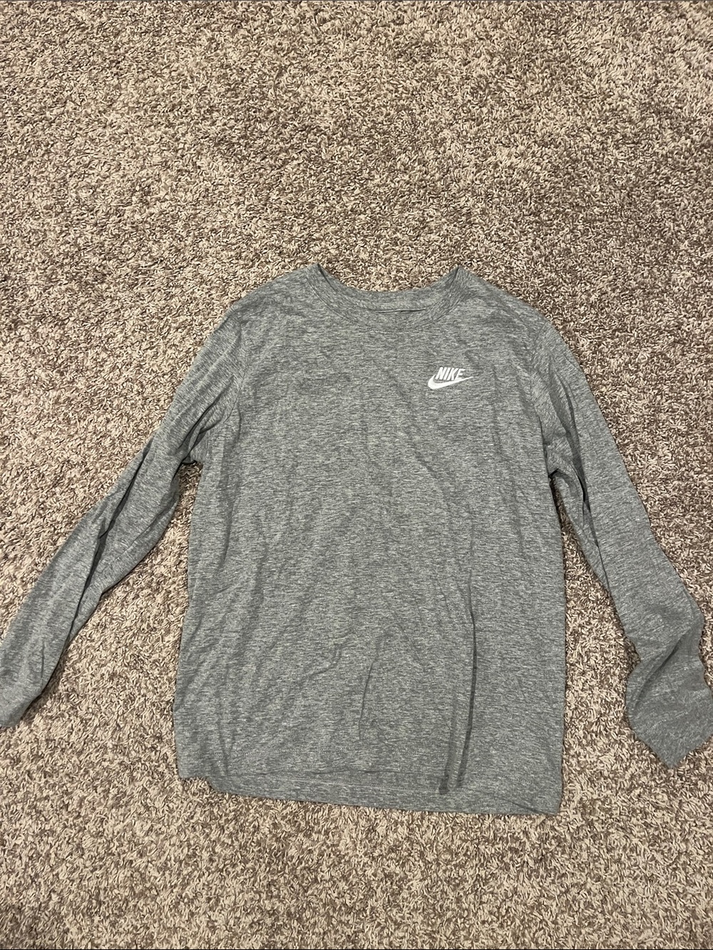Nike Boys L Heather Gray cotton Tshirt with White Logo